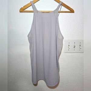 Lululemon Run Off Route Tank Top In Grey Size 4 Ices Iris High Neck Mesh Panels